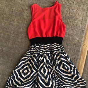 Red patterned dress